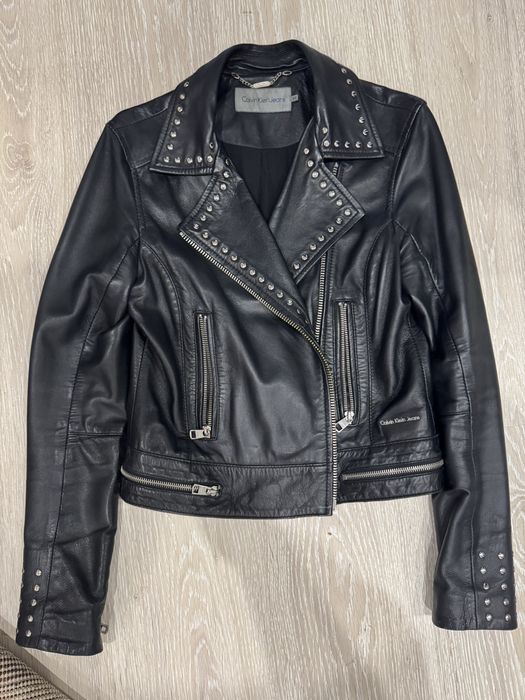 Куртка косуха натуральная кожа calvin klein оригинал xs-s