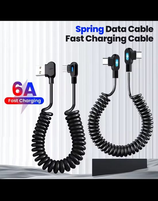Kabel USB C 6A spiralny