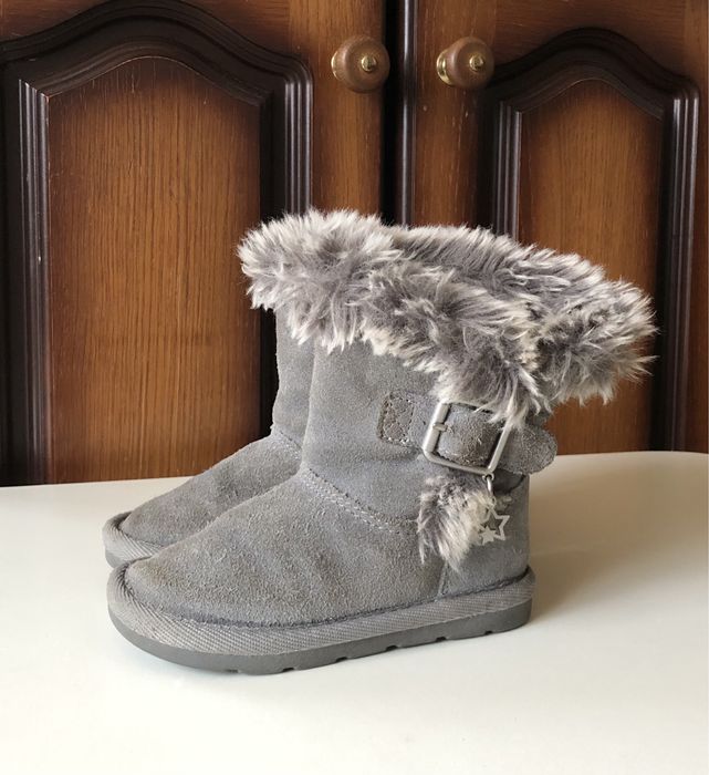 Зимние теплые угги-сапоги, замш, для девочки, на меху, 23-24 размер