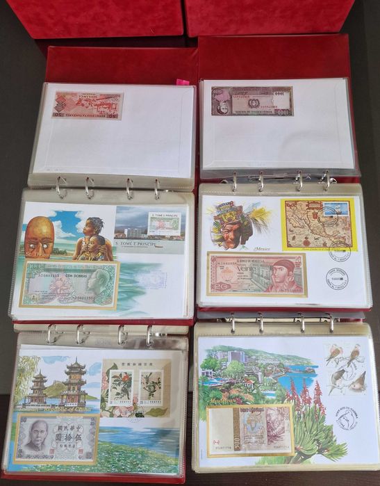 Grande colecção de Notas/Envelopes de todo o mundo