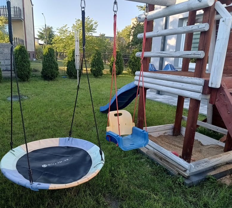 Duży plac zabaw do ogrodu domek huśtawki zjeżdżalnia wspinaczka