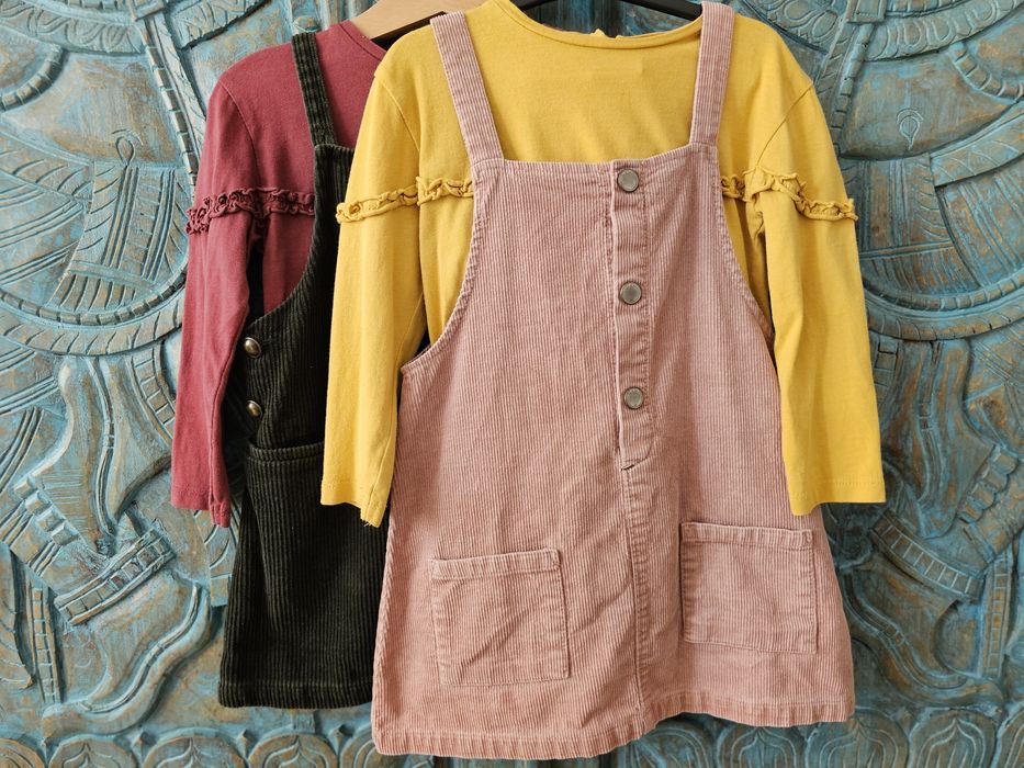2x Sukienka sztruksowa + bluzka Zara Vintage