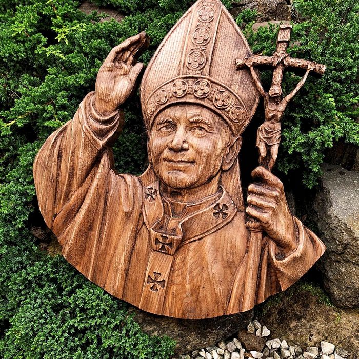 Obraz w drewnie prezent Święty Jan Paweł II 50 cm