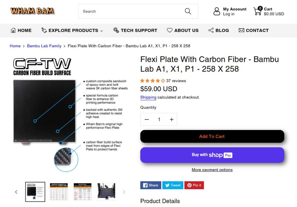Flexi Plate with CARBON FIBER – Bambu Lab X1, P1, or A1 3D Printer64171738731011123