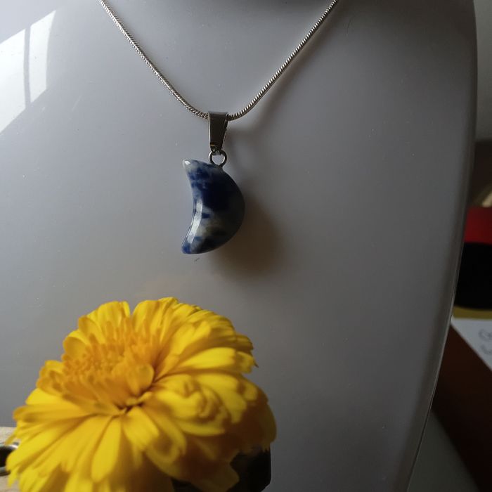 Colar em Prata com Sodalita Meia Lua