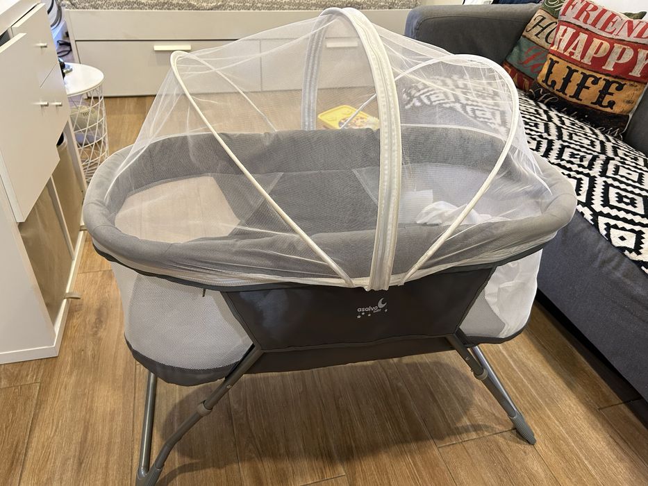 Mini berço Asalvo dobrável trip grey