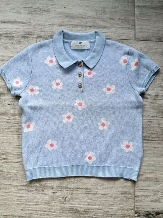 Блакитна кофта футболка поло h&m на дівчину 6-8 років