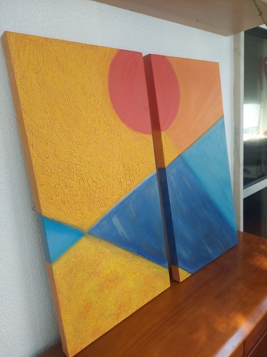 Conjunto de telas pintadas a óleo