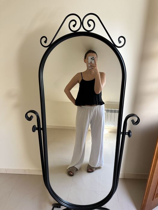 Czarne eleganckie lustro retro vintage duże obracane