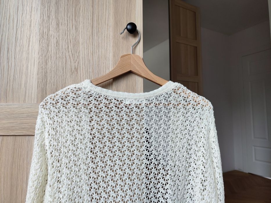 Kremowy/ecru, ażurowy sweter/kardigan, H&M