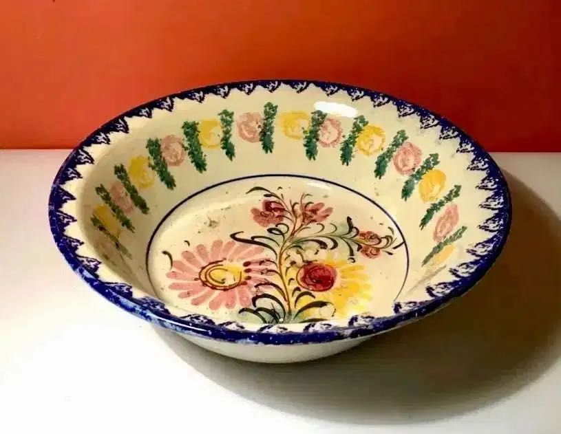 FAIANÇA PORTUGUESA - antiga - pintada à mão - 25x8 cm/s