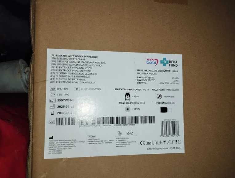 Wózek inwalidzki elektryczny REHA FUND DH01109/45/PN/N