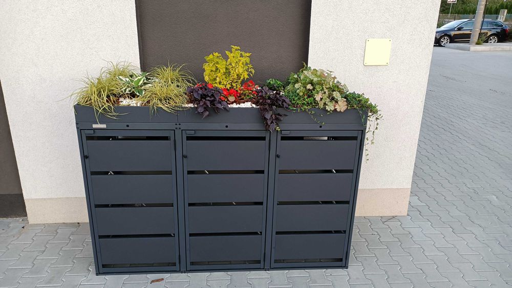 Zabudowa Obudowa Kosza na Śmieci Wiata Śmietnikowa z Kwietnikiem