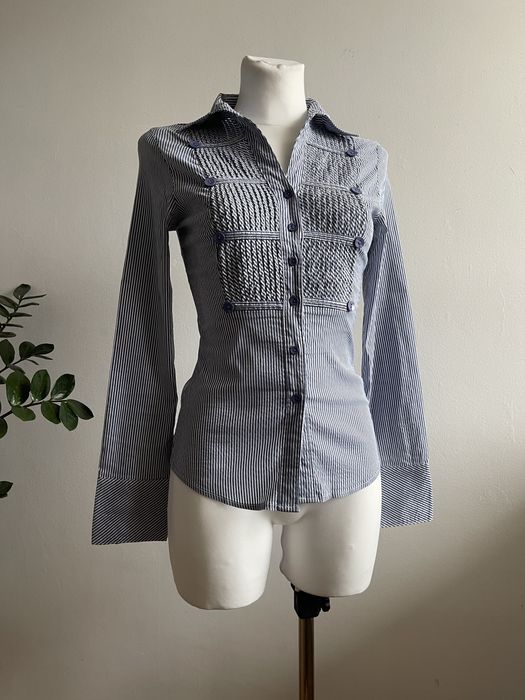 Koszula bluzka koszulowa damska w paski XS biurowa office coquette