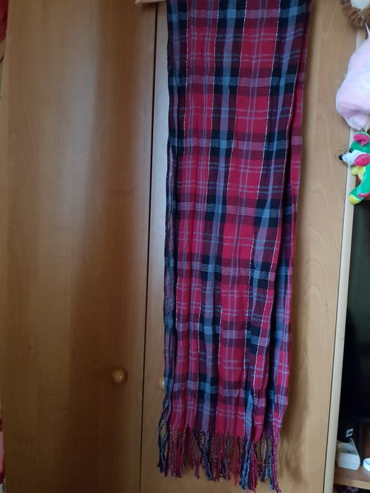 Szal apaszka w kratkę piękny bardzo dobry