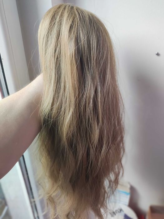 Peruka dla Kobiet Damska długie włosy ciemny blond Ombre kręcone brąz