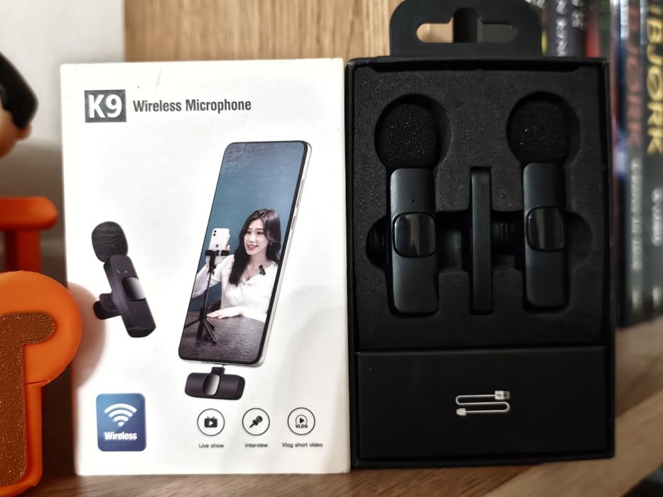 Microfone Sem Fios K9 para iPhone e Android | Kit Duplo | Como Novo