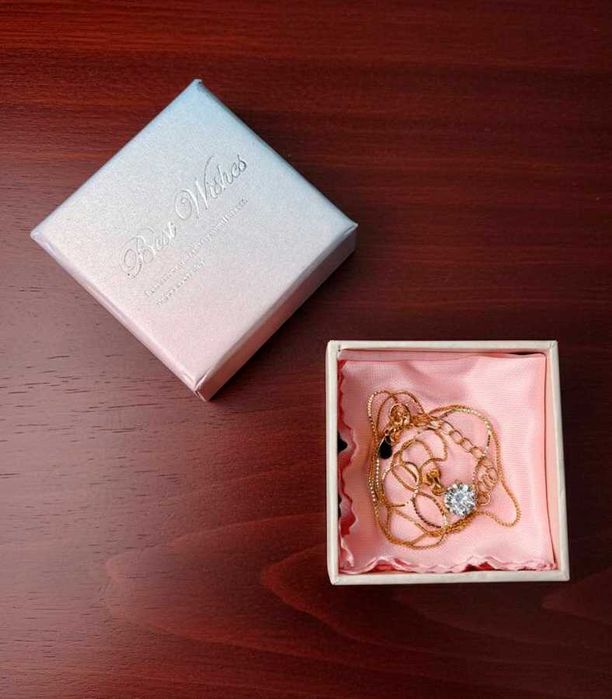 Колье с муассанитом: цепочка + кулон, подвеска серебро 925 в позолоте