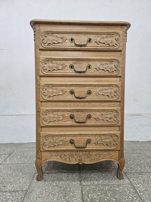 Piękna komoda ludwikowska z szufladami jasny dąb Francja /