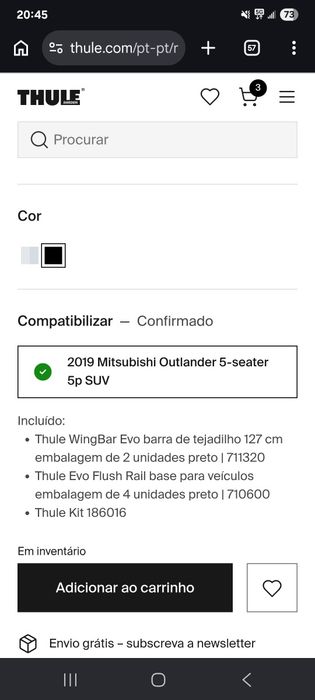 Barras tejadilho Thule wingbar evo 127