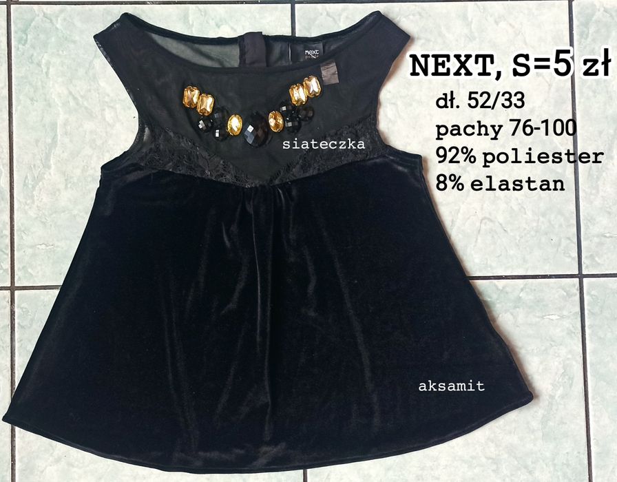 Czarna bluzka z ozdobami, next.