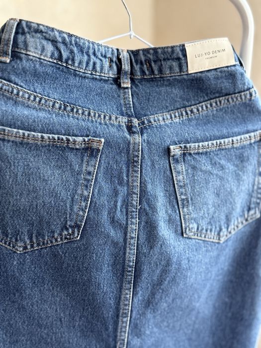 Спідниця джинсова міді з розрізом