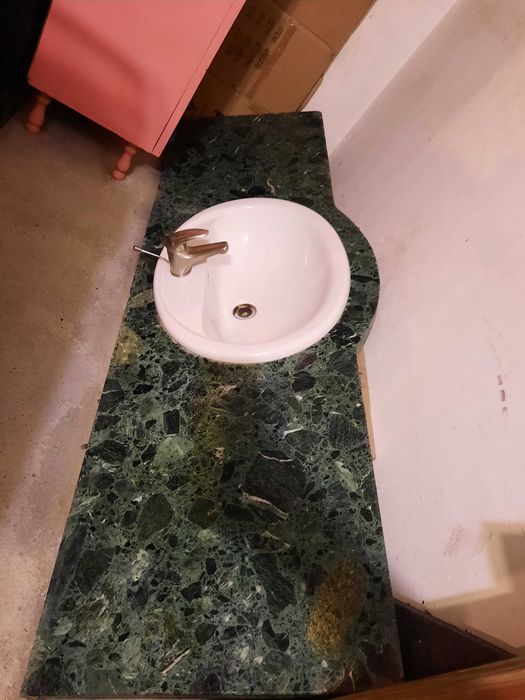 Umywalka+bateria+blat marmur konglomerat kamienny