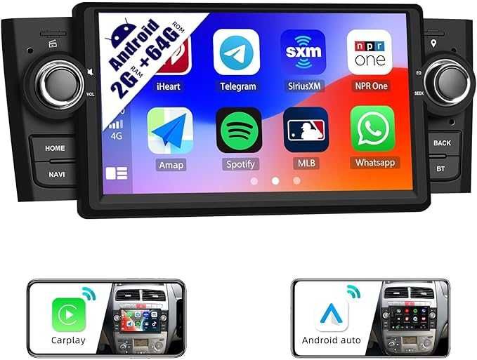 2/64GB CAMECHO Android 13 radio z nawi FIAT Punto 05-09r Linea 07-11r