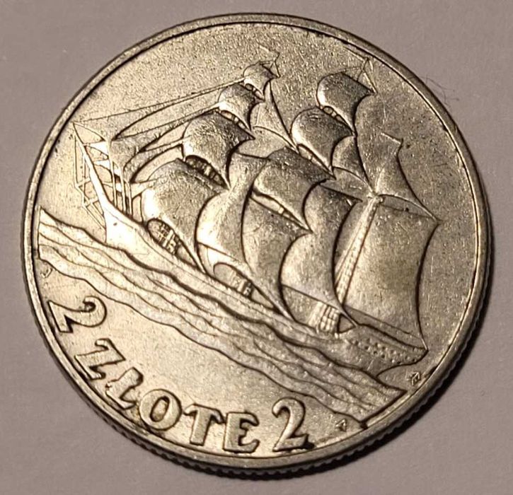 Moneta 2 złote 1936 "Żaglowiec" (wybita z okazji 15-lecia portu w Gdyni)
