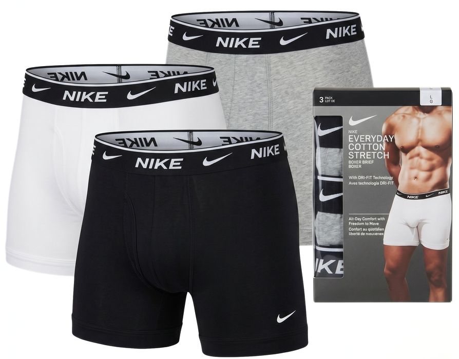 3PACK NIKE Bokserki Męskie Czarne Szare Białe