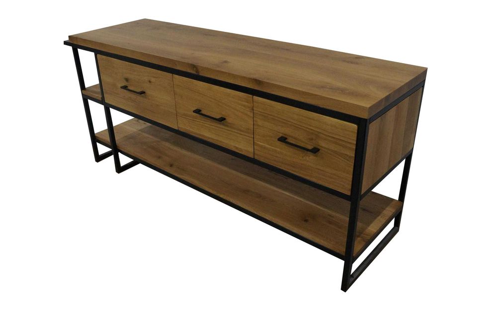 Drewniana szafka pod umywalkę loft lity dąb 180 cm