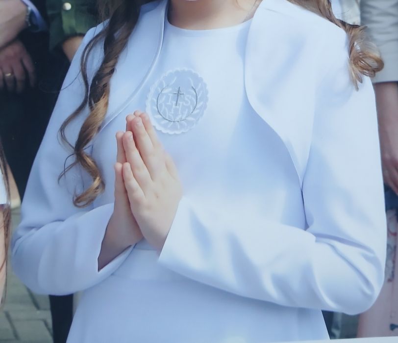 Sukienka komunijna z bolerkiem (uprana)  oraz dodatki komunijne