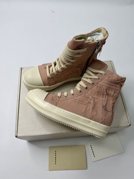 Нові Кеди Rick Owens Distressed High Ramones Slashed Pink-White/size 37 /Преміум якість!
