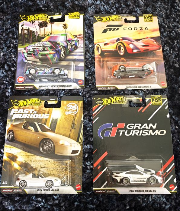 Hot Wheels Premium - Nissan Skyline, Porsche 911 GT 3, Porsche 906 Carrera, Honda Del Sol