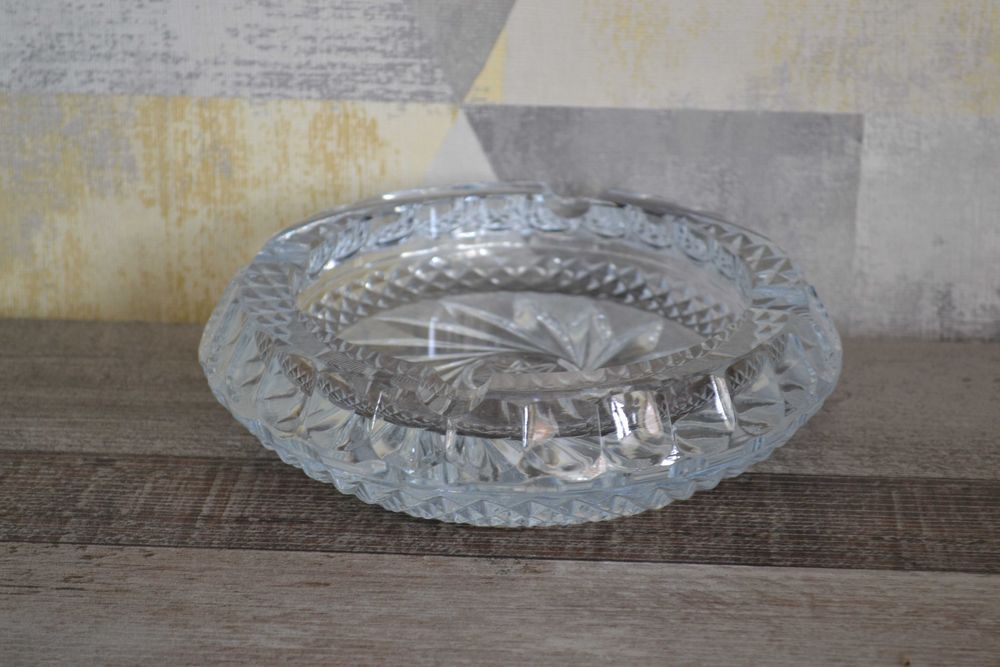 Piękna duża kryształowa popielniczka 1,7kg wagi PRL lata 70-te