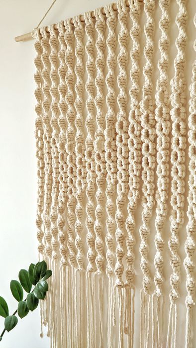 Painel decorativo de parede em macramé