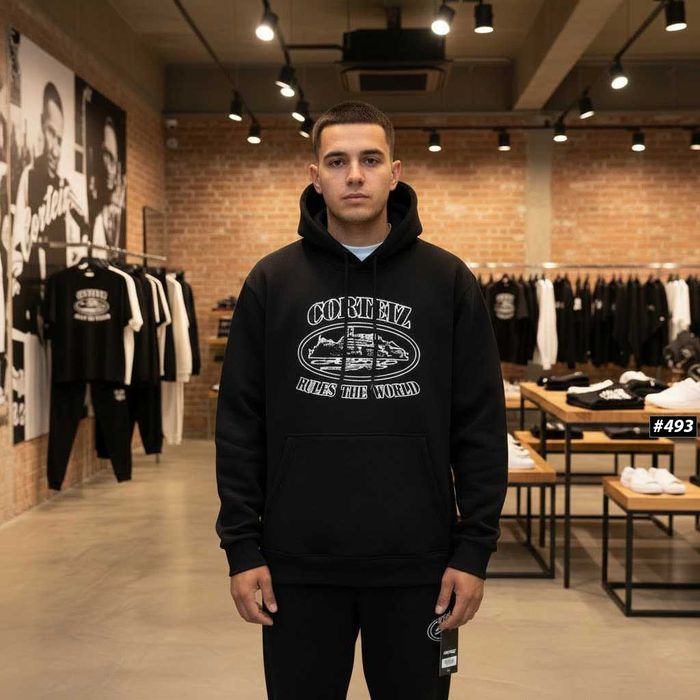Толстовка Черная Corteiz Crtz Hands • Худи Мужское Кортез Руки • XS S M L XL XXL
