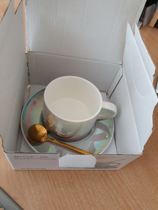Керамічна чашка з блюдцем ложка кераміка