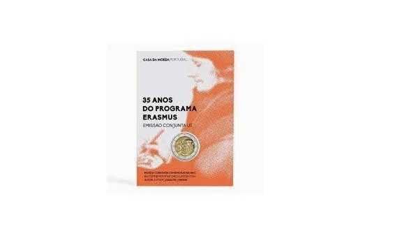 Carteira BNC, moeda de 2 euros, Erasmus