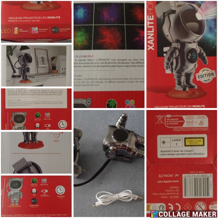 Projetor Astronauta Luz de Presença com Relógio (N43)