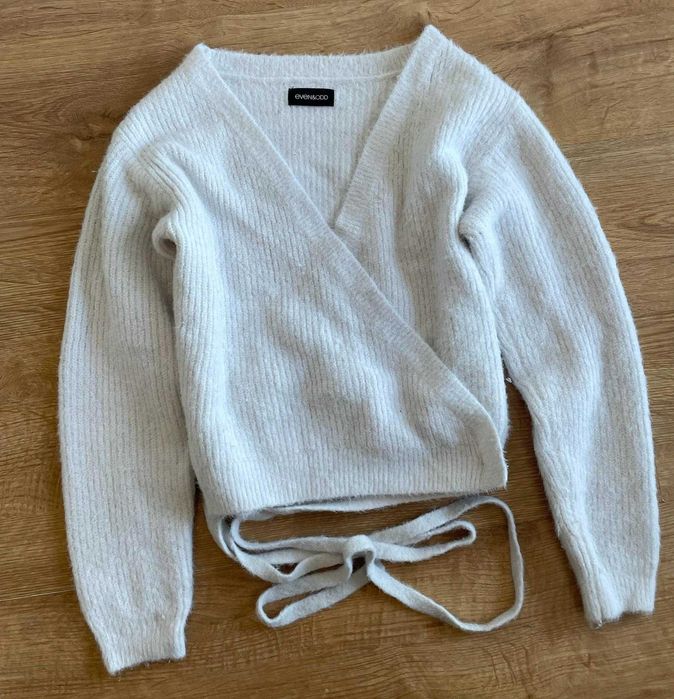 Even&Odd Kardigan sweter wiązany 38 m l wiązany biały