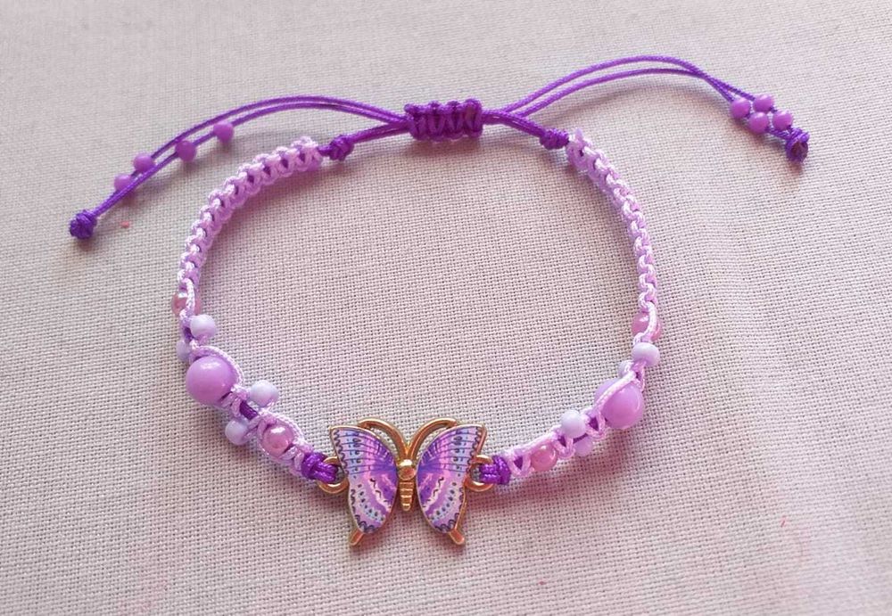 Pulseira em Macramê Borboleta Roxo