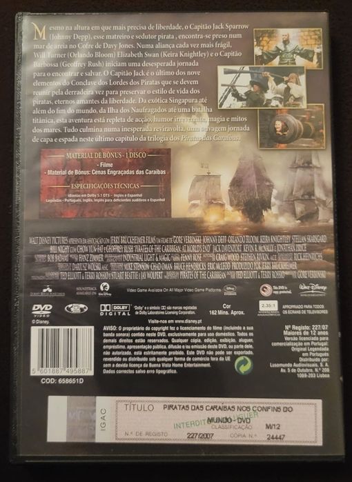 DVD Piratas das Caraíbas Nos Confins do Mundo