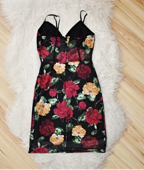 Sukienka kwiaty Missguided 34 XS siateczka na ramiączkach