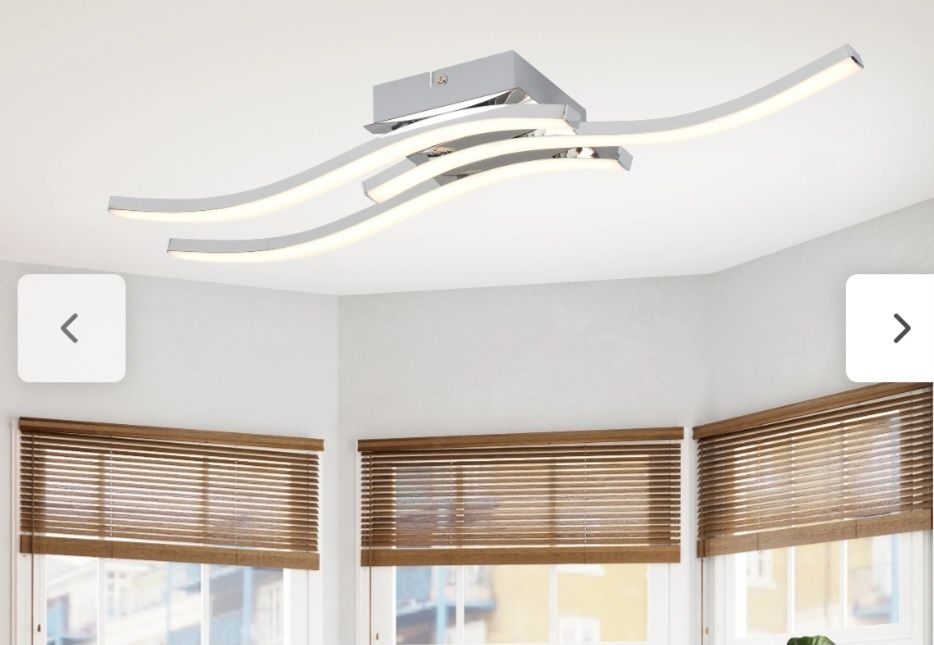 Lampa led chrom sufitowa barwy żółtej