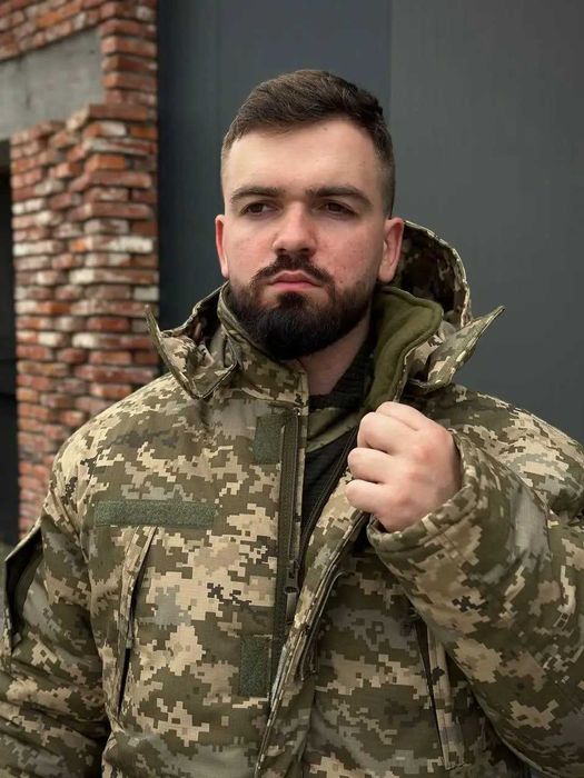 Зимняя мужская куртка-бушлат Пиксель Rip-Stop с капюшоном