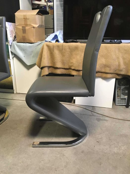 Krzesła nowoczesne ekoskóra szare 4 szt.