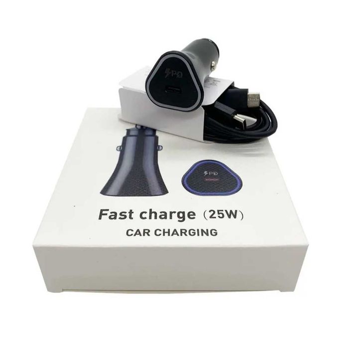Szybka ładowarka samochodowa 25W USB typ C + kabel
