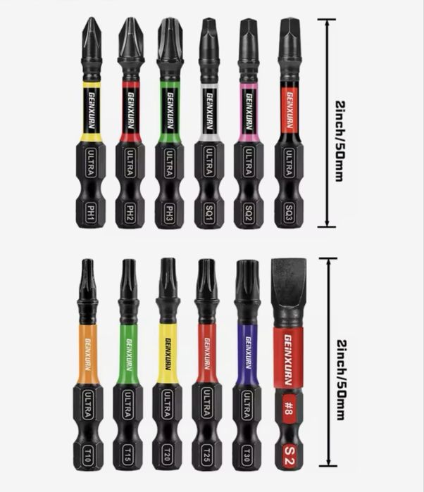 Змішаний високоякісний набор біт 13 штук ударні підсилені нові