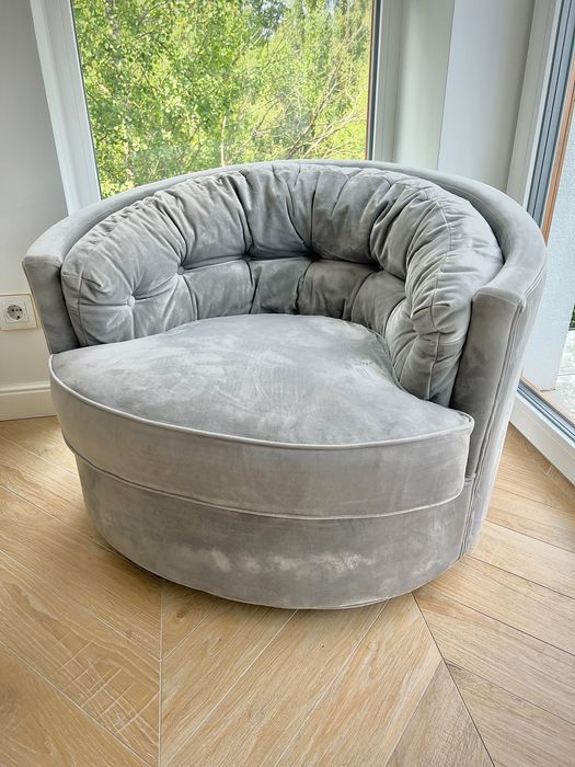 Fotel obrotowy szary aksamit velvet glamour